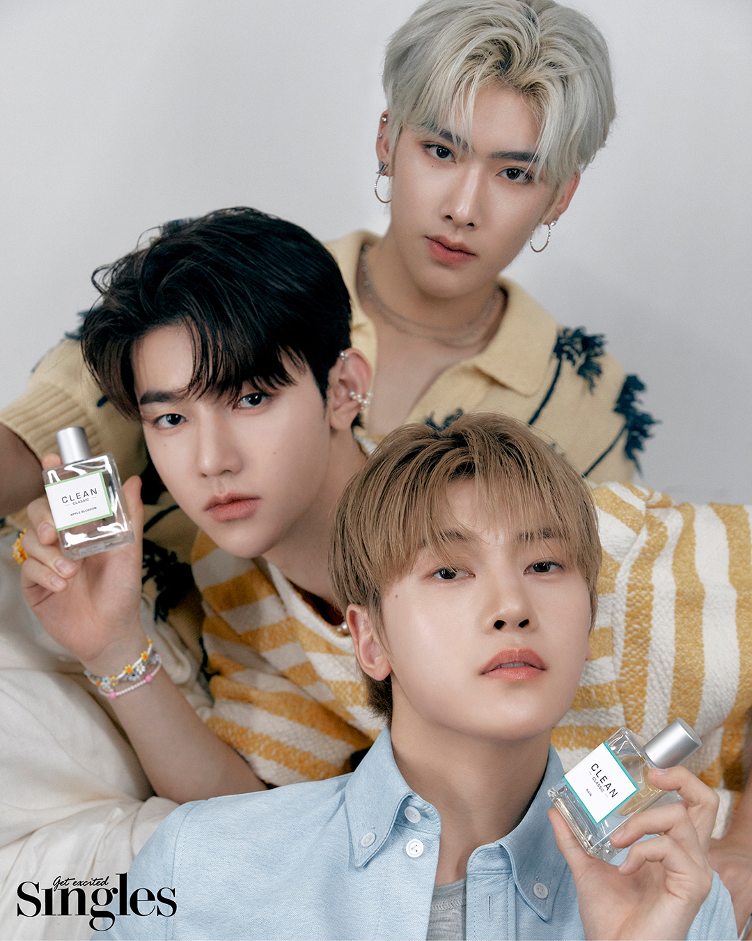 리키, 하오, 매튜가 클린의 향수와 함께 촬영한 싱글즈 화보